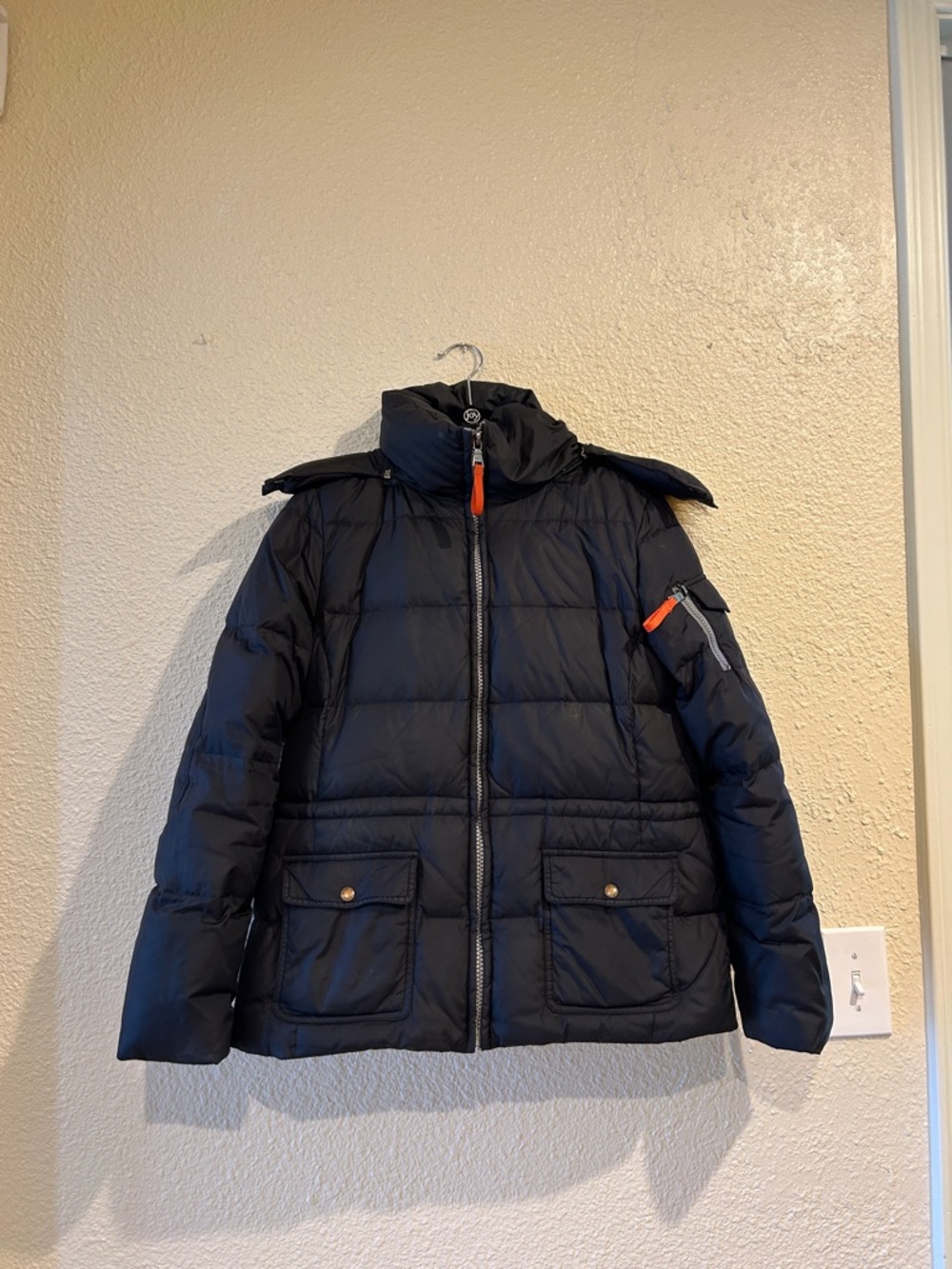 Marc New York Black Puffer Jacket with Orange Zip Accents